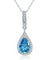 925 Sterling Silver Fashion Bridesmaid Blue Pendant Necklace Bridal Wedding Tear Drop-Bijoux Pour Elle