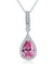 925 Sterling Silver Fashion Bridesmaid Pink Pendant Necklace Bridal Wedding Tear Drop-Bijoux Pour Elle