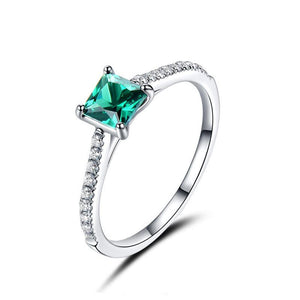 925 Sterling Silver Green Nano Emerald Ring For Women-Bijoux Pour Elle