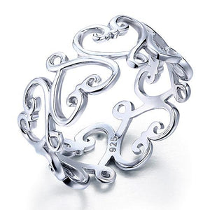 925 Sterling Silver Heart Ring Band Wedding Band Jewelry-Bijoux Pour Elle