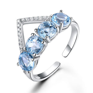 925 Sterling Silver Natural Blue Topaz Ring-Bijoux Pour Elle