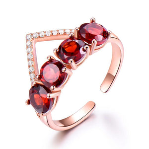 925 Sterling Silver Natural Garnet Ring Gemstone Rings-Bijoux Pour Elle