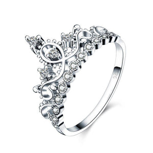 925 Sterling Silver Ring Crown Shape Simulated Diamond for Lady Trendy Stylish-Bijoux Pour Elle