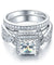 925 Sterling Silver Wedding Anniversary Engagement Ring Set Vintage Style Princess Simulated Diamond-Bijoux Pour Elle