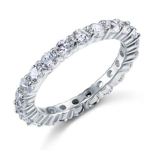 925 Sterling Silver Wedding Band Eternity Stacking Ring Jewelry Round Cut Simulated Diamond-Bijoux Pour Elle