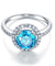 925 Sterling Silver Wedding Engagement Halo Ring 2 Carat Fancy Blue Simulated Diamond-Bijoux Pour Elle