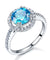 925 Sterling Silver Wedding Engagement Halo Ring 2 Carat Fancy Blue Simulated Diamond-Bijoux Pour Elle