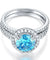 925 Sterling Silver Wedding Engagement Halo Ring Set 2 Carat Blue Simulated Diamond-Bijoux Pour Elle