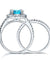 925 Sterling Silver Wedding Engagement Halo Ring Set 2 Carat Blue Simulated Diamond-Bijoux Pour Elle