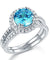 925 Sterling Silver Wedding Engagement Halo Ring Set 2 Carat Blue Simulated Diamond-Bijoux Pour Elle