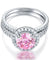 925 Sterling Silver Wedding Engagement Halo Ring Set 2 Carat Pink Simulated Diamond Wedding Jewelry-Bijoux Pour Elle