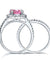 925 Sterling Silver Wedding Engagement Halo Ring Set 2 Carat Pink Simulated Diamond Wedding Jewelry-Bijoux Pour Elle