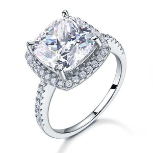 925 Sterling Silver Wedding Engagement Ring 5 Carat Cushion Cut Simulated Diamond Luxury Jewelry-Bijoux Pour Elle