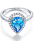 925 Sterling Silver Wedding Engagement Ring Pear Blue Simulated Diamond Jewelry-Bijoux Pour Elle