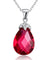 925 Sterling Solid Silver Tear Drop High Quality Fuchsia Crystal Pendant Necklace-Bijoux Pour Elle