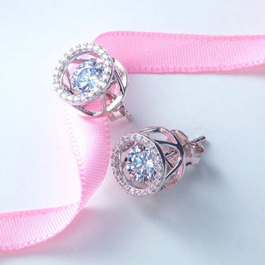 Classic Dancing Stone Stud Earrings-Bijoux Pour Elle