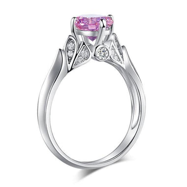 Flower 925 Sterling Silver Wedding Promise Anniversary Ring 1.25 Ct Fancy Pink Simulated Diamond Jewelry-Bijoux Pour Elle
