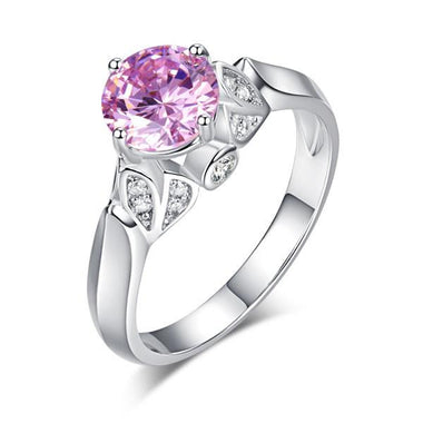 Flower 925 Sterling Silver Wedding Promise Anniversary Ring 1.25 Ct Fancy Pink Simulated Diamond Jewelry-Bijoux Pour Elle