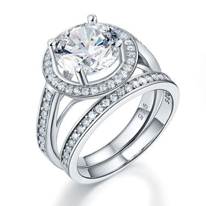 Luxury 925 Sterling Silver Promise Engagement Ring Set 3.5 Ct Vintage Simulated Diamond-Bijoux Pour Elle