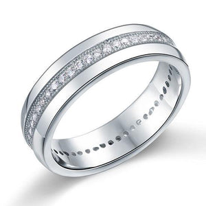 Men's Wedding Band Sterling 925 Silver Simulated Diamond Ring-Bijoux Pour Elle