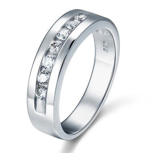 Men's Wedding Band Sterling 925 Silver Simulated Diamond Ring-Bijoux Pour Elle