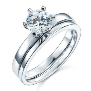 Sterling 925 Silver 1.25 Carat Simulated Diamond 2-Pc Ring Set-Bijoux Pour Elle