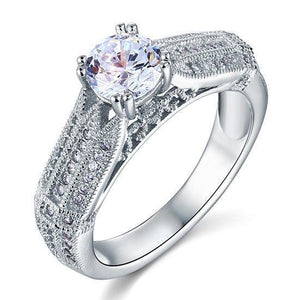 Vintage Style 1 Carat Simulated Diamond 925 Sterling Silver Bridal Wedding Engagement Ring Jewelry-Bijoux Pour Elle