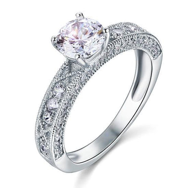 Vintage Style 1.25 Carat Simulated Diamond 925 Sterling Silver Bridal Wedding Engagement Ring Jewelry-Bijoux Pour Elle