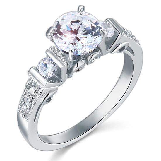 Vintage Style 1.25 Carat Simulated Diamond 925 Sterling Silver Wedding Engagement Ring-Bijoux Pour Elle