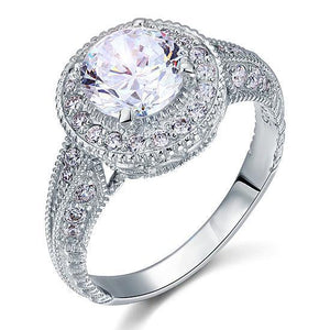 Vintage Style 2 Carat Simulated Diamond 925 Sterling Silver Wedding Engagement Ring-Bijoux Pour Elle
