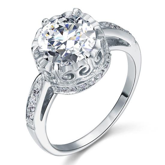 Vintage Style 2.5 Ct Simulated Diamond Solid 925 Sterling Silver Wedding Engagement Ring Jewelry-Bijoux Pour Elle