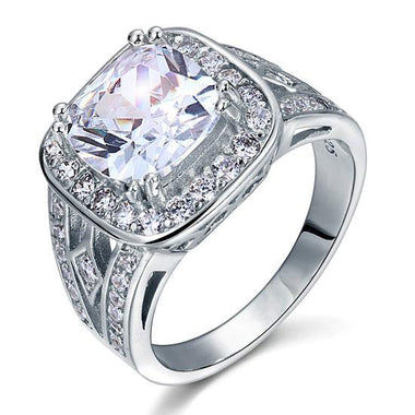 Art Deco Vintage Style 4 Carat Cushion Simulated Diamond 925 Sterling Silver Wedding Engagement Ring-Bijoux Pour Elle