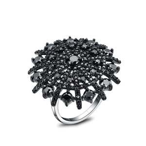 Black Spinel Ring Solid 925 Sterling Silver Female-Bijoux Pour Elle