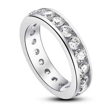 Channel Setting Simulated Diamond 925 Sterling Silver Eternity Band Wedding Anniversary Ring-Bijoux Pour Elle