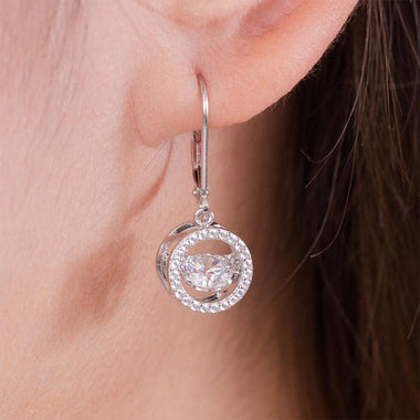 Classic Dancing Stone Dangle Drop Earrings 925 Sterling Silver Simulated Diamond-Bijoux Pour Elle