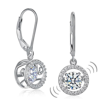 Classic Dancing Stone Dangle Drop Earrings 925 Sterling Silver Simulated Diamond-Bijoux Pour Elle