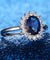 Created Blue Sapphire 6*8mm Princess Diana Rings Genuine 925 Sterling Silver Engagement Rings For Women Wedding Jewelry-Bijoux Pour Elle