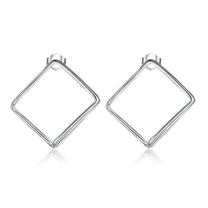 Cube Stud 925 Sterling Silver Earrings Fashion Stylish Jewelry-Bijoux Pour Elle