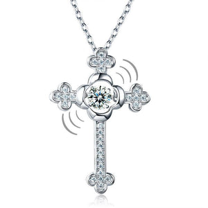 Dancing Stone Cross Necklace 925 Sterling Silver Vintage Style Gothic-Bijoux Pour Elle