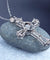 Dancing Stone Heart Cross Pendant Necklace Solid 925 Sterling Silver 2017 New Style-Bijoux Pour Elle