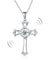 Dancing Stone Heart Cross Pendant Necklace Solid 925 Sterling Silver 2017 New Style-Bijoux Pour Elle