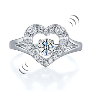 Dancing Stone Heart Solid 925 Sterling Silver Ring Fashion Wedding Jewelry Simulated Diamond-Bijoux Pour Elle