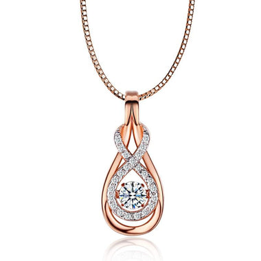 Dancing Stone Pendant Necklace Solid 925 Sterling Silver Rose Gold Color-Bijoux Pour Elle