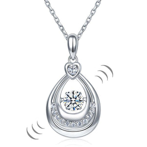Dancing Stone Water Drop Pendant Necklace Solid 925 Sterling Silver Birthday Gift-Bijoux Pour Elle