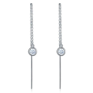 Dangle Drop 925 Sterling Silver Earrings One Line Long Elegant-Bijoux Pour Elle