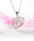 Double Heart Dancing Stone Pendant Necklace Solid 925 Sterling Silver-Bijoux Pour Elle