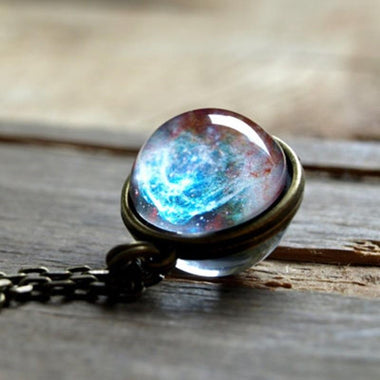 Fashion Women Glass Necklace With Universe Pendant-Bijoux Pour Elle