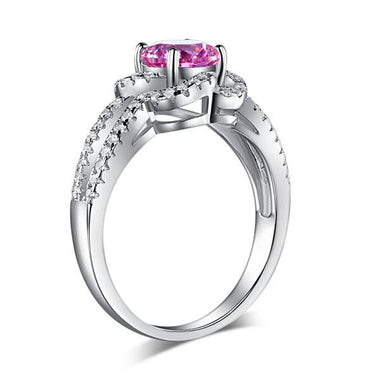 Floral 925 Sterling Silver Wedding Promise Anniversary Ring 1 Ct Fancy Pink Simulated Diamond Jewelry-Bijoux Pour Elle