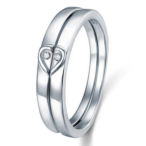 Heart Simulated Diamond 2-Pc Sterling 925 Silver Wedding Ring Set-Bijoux Pour Elle