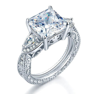 Luxury 925 Sterling Silver Wedding Engagement Ring Vintage 4 Ct Simulated Diamond-Bijoux Pour Elle